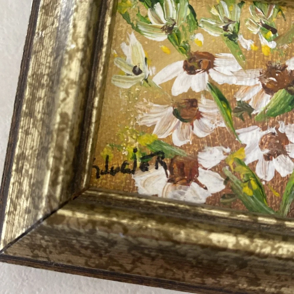 R. Lucier California painter miniature oil daisies paint